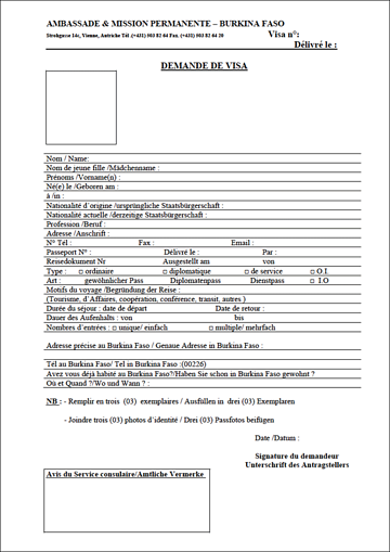 Visa-Formular