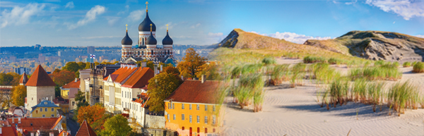 Estland, Altstadt von Tallinn/Burgberg © KavalenkavaVolha/Fotolia.com | Litauen, Kurische Nehrung © Yevgen Belich/Fotolia.com