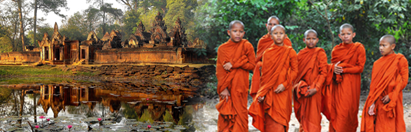 Banteay Srei © Elisabeth Kneissl-Neumayer | Mönchsgruppe © Christian Kneissl