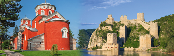Kloster Žiča © slast20/Fotolia.com | Festung Golubac © Vladislav Gajic/Fotolia.com